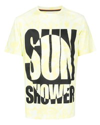gelbes bedrucktes T-Shirt mit einem Rundhalsausschnitt von Paul Smith