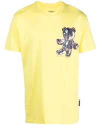 gelbes bedrucktes T-Shirt mit einem Rundhalsausschnitt von Philipp Plein