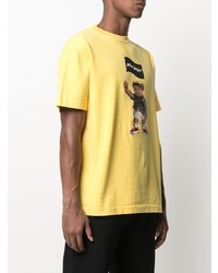 gelbes bedrucktes T-Shirt mit einem Rundhalsausschnitt von Palm Angels