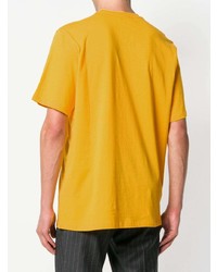 gelbes bedrucktes T-Shirt mit einem Rundhalsausschnitt von MSGM