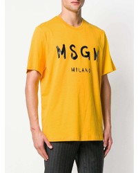 gelbes bedrucktes T-Shirt mit einem Rundhalsausschnitt von MSGM