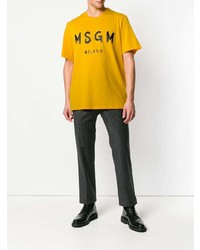 gelbes bedrucktes T-Shirt mit einem Rundhalsausschnitt von MSGM