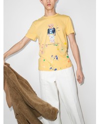 gelbes bedrucktes T-Shirt mit einem Rundhalsausschnitt von Polo Ralph Lauren