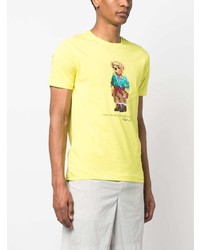 gelbes bedrucktes T-Shirt mit einem Rundhalsausschnitt von Polo Ralph Lauren