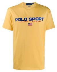 gelbes bedrucktes T-Shirt mit einem Rundhalsausschnitt von Polo Ralph Lauren