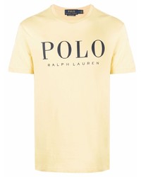 gelbes bedrucktes T-Shirt mit einem Rundhalsausschnitt von Polo Ralph Lauren