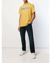 gelbes bedrucktes T-Shirt mit einem Rundhalsausschnitt von Polo Ralph Lauren