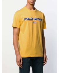 gelbes bedrucktes T-Shirt mit einem Rundhalsausschnitt von Polo Ralph Lauren