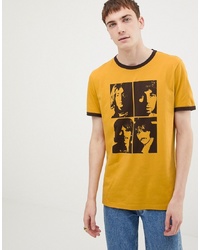 gelbes bedrucktes T-Shirt mit einem Rundhalsausschnitt von Pretty Green