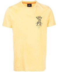 gelbes bedrucktes T-Shirt mit einem Rundhalsausschnitt von PS Paul Smith