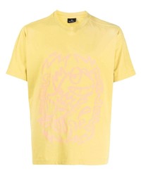 gelbes bedrucktes T-Shirt mit einem Rundhalsausschnitt von PS Paul Smith