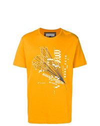 gelbes bedrucktes T-Shirt mit einem Rundhalsausschnitt von Puma