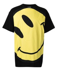 gelbes bedrucktes T-Shirt mit einem Rundhalsausschnitt von Raf Simons