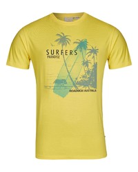 gelbes bedrucktes T-Shirt mit einem Rundhalsausschnitt von ROADSIGN australia