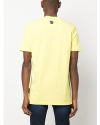 gelbes bedrucktes T-Shirt mit einem Rundhalsausschnitt von Philipp Plein