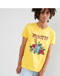 gelbes bedrucktes T-Shirt mit einem Rundhalsausschnitt von Sacred Hawk