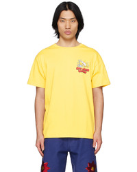 gelbes bedrucktes T-Shirt mit einem Rundhalsausschnitt von Sky High Farm Workwear