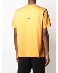 gelbes bedrucktes T-Shirt mit einem Rundhalsausschnitt von MSGM