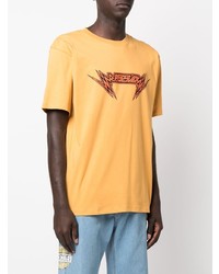 gelbes bedrucktes T-Shirt mit einem Rundhalsausschnitt von PACCBET