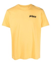 gelbes bedrucktes T-Shirt mit einem Rundhalsausschnitt von Sporty & Rich