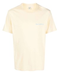gelbes bedrucktes T-Shirt mit einem Rundhalsausschnitt von Sporty & Rich