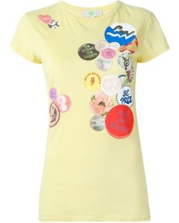 gelbes bedrucktes T-Shirt mit einem Rundhalsausschnitt von Stella McCartney
