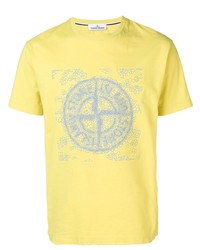 gelbes bedrucktes T-Shirt mit einem Rundhalsausschnitt von Stone Island