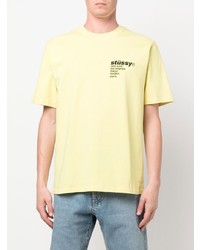 gelbes bedrucktes T-Shirt mit einem Rundhalsausschnitt von Stussy