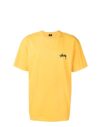 gelbes bedrucktes T-Shirt mit einem Rundhalsausschnitt von Stussy