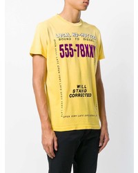 gelbes bedrucktes T-Shirt mit einem Rundhalsausschnitt von Diesel