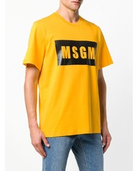 gelbes bedrucktes T-Shirt mit einem Rundhalsausschnitt von MSGM