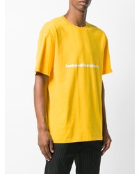 gelbes bedrucktes T-Shirt mit einem Rundhalsausschnitt von MSGM