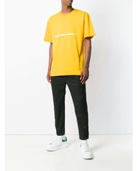 gelbes bedrucktes T-Shirt mit einem Rundhalsausschnitt von MSGM