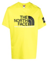 gelbes bedrucktes T-Shirt mit einem Rundhalsausschnitt von The North Face