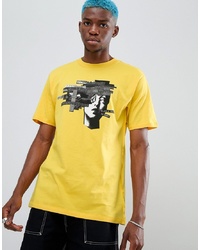 gelbes bedrucktes T-Shirt mit einem Rundhalsausschnitt von Volcom