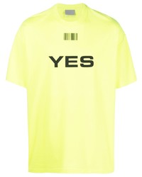 gelbes bedrucktes T-Shirt mit einem Rundhalsausschnitt von VTMNTS