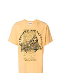 gelbes bedrucktes T-Shirt mit einem Rundhalsausschnitt von Warren Lotas