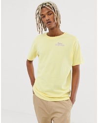 gelbes bedrucktes T-Shirt mit einem Rundhalsausschnitt von Weekday