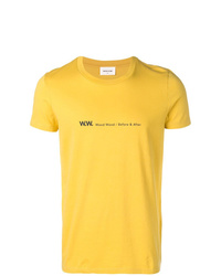 gelbes bedrucktes T-Shirt mit einem Rundhalsausschnitt von Wood Wood