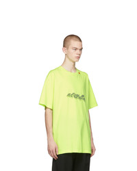 gelbes bedrucktes T-Shirt mit einem Rundhalsausschnitt von Off-White