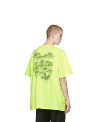 gelbes bedrucktes T-Shirt mit einem Rundhalsausschnitt von Off-White