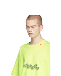 gelbes bedrucktes T-Shirt mit einem Rundhalsausschnitt von Off-White