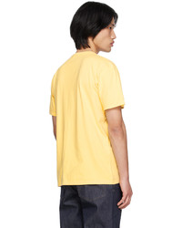 gelbes bedrucktes T-Shirt mit einem Rundhalsausschnitt von MAISON KITSUNÉ