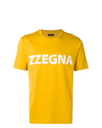 gelbes bedrucktes T-Shirt mit einem Rundhalsausschnitt von Z Zegna