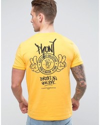 gelbes bedrucktes T-shirt von Asos