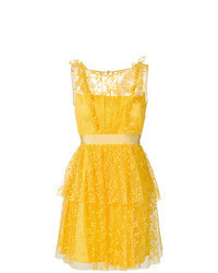 gelbes besticktes ausgestelltes Kleid