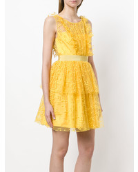 gelbes besticktes ausgestelltes Kleid von Si Jay