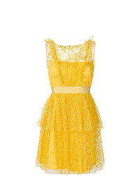 gelbes besticktes ausgestelltes Kleid von Si Jay