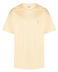 gelbes besticktes T-Shirt mit einem Rundhalsausschnitt von Carhartt WIP