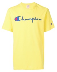 gelbes besticktes T-Shirt mit einem Rundhalsausschnitt von Champion